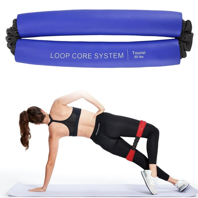 Lazo de resistencia del sistema de cadera y núcleo para estirar las bandas de entrenamiento de glúteos de fitness central (azul - 60 lbs)