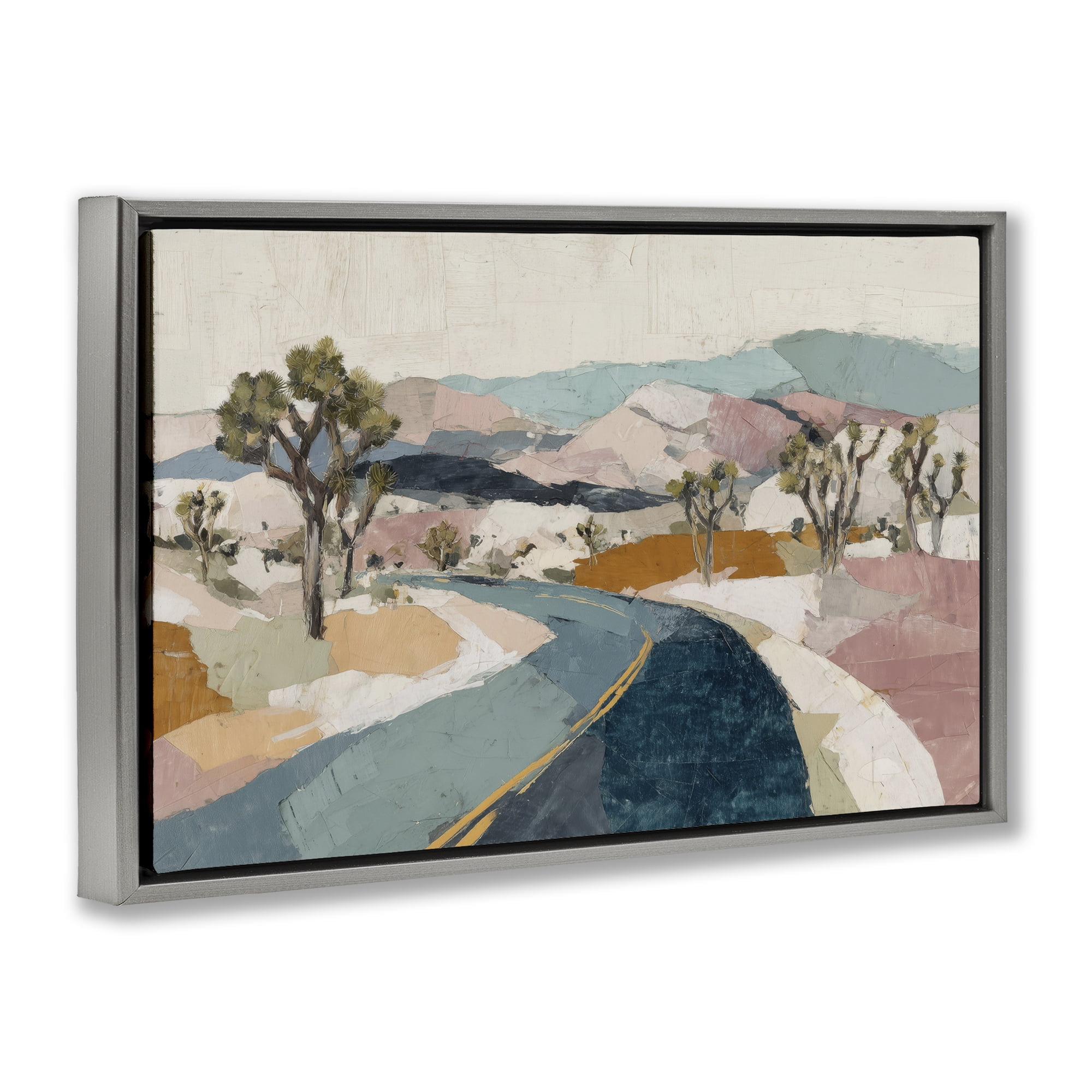 Stupell Industries Desert Highway Through Joshua Trees Gray Framed Floater Canvas Wall Art, design by Chromatic Storm Studio