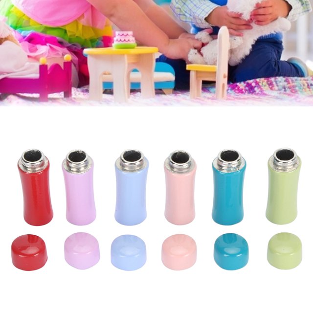 Botella aislada de Casa de Muñecas en Miniatura, Botella de Bebida de Muñecas Fun Multicolor Duradera 6 piezas para niños