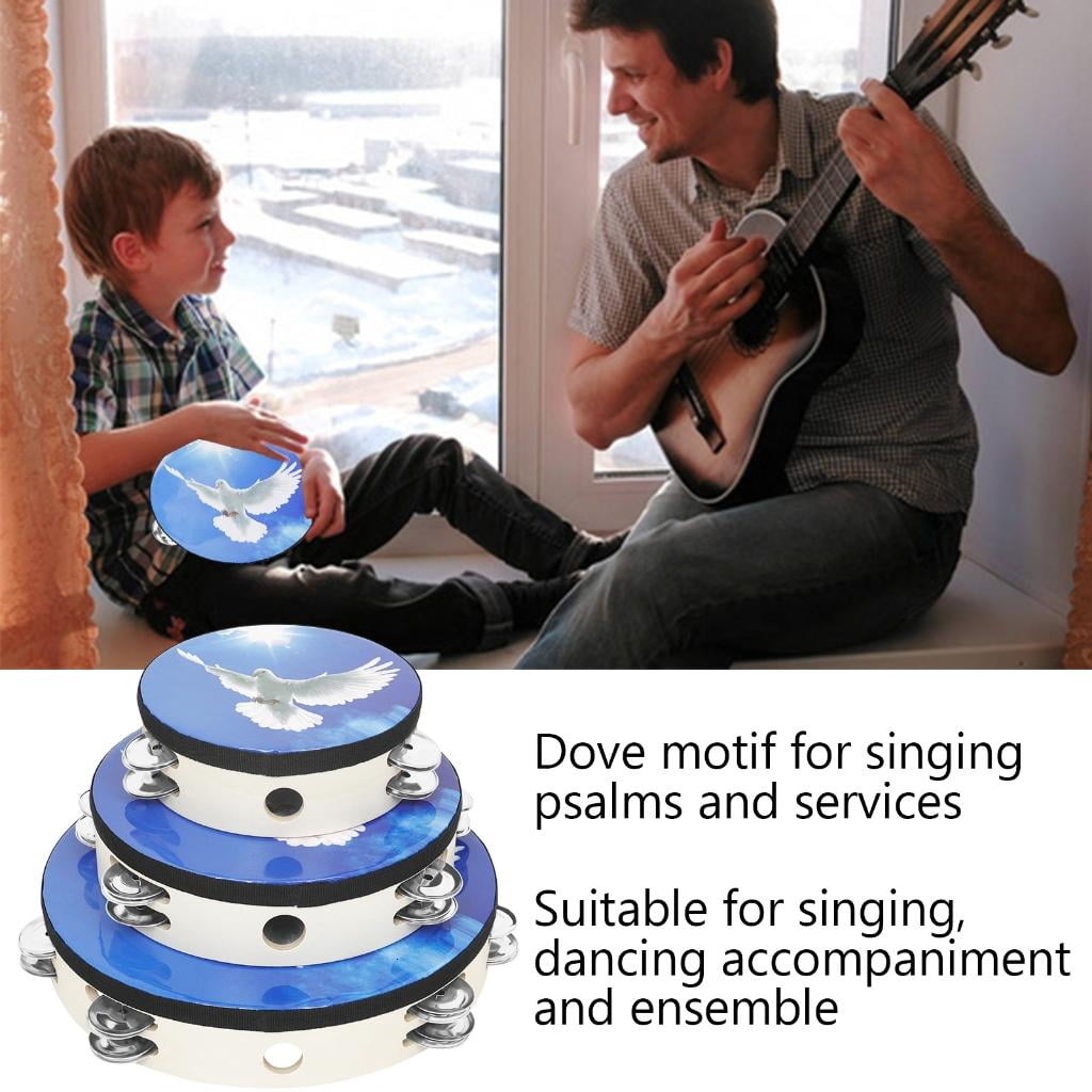 Yihuala 6/8/10 inch Tambourine Drum Educational Tambourine Round Percussion For Party Dancing Toy Musical Instrument