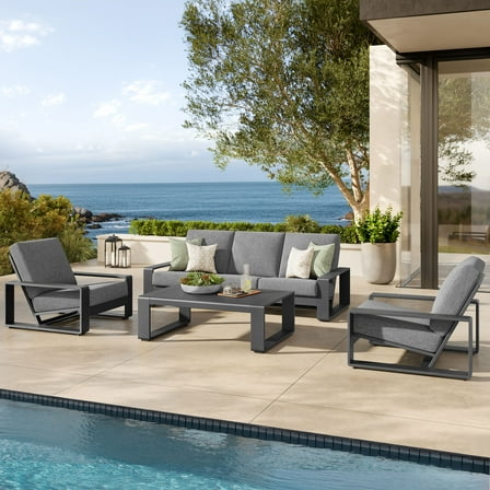 Modway Lirienne 4-Piece Outdoor Patio Aluminum Furniture Set in Light Gray by Modway