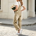 thumbnail image 5 of Ruohan Women's Floral Denim Overalls Adjustable Straps Wide Leg Fringe Hem Jumpsuit, 5 of 6
