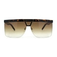 thumbnail image 2 of Flat Top Half Rim Euro Style Mafia Shield Plastic Oversize Sunglasses Tortoise - Brown, 2 of 4