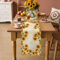 thumbnail image 4 of Vintage Farm Sunflower Leaves Table Runner 90 Inches Long,Kitchen Dining Tablerunners Retro Letter Back Linen Table Runners Dresser Scarves for Home Dinner Wedding Holiday Party Decor, 4 of 9