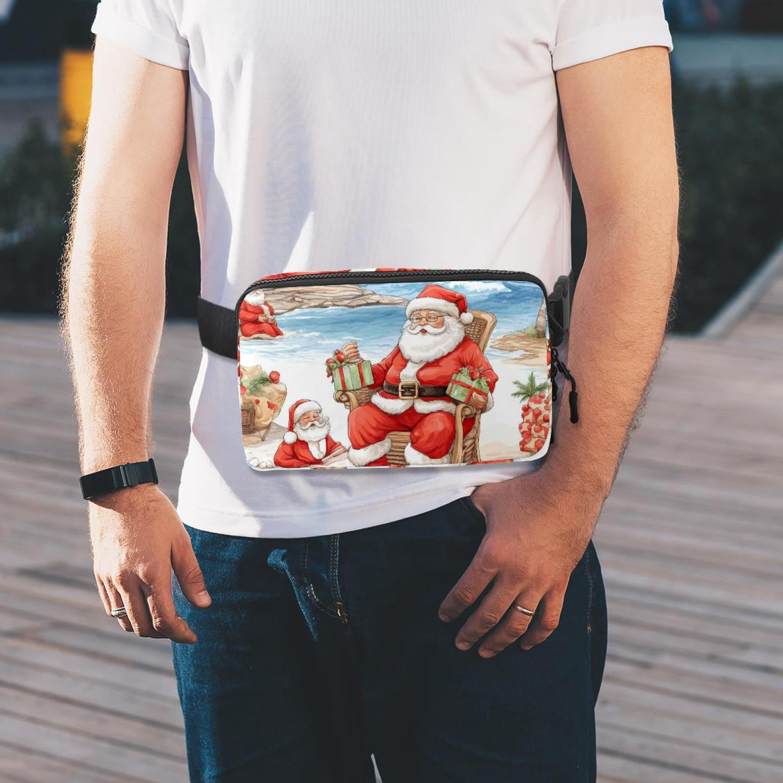 Santa Claus Adjustable Lightweight Waist Bags with Extension Strap, Unisex Running Belt Fanny Pack