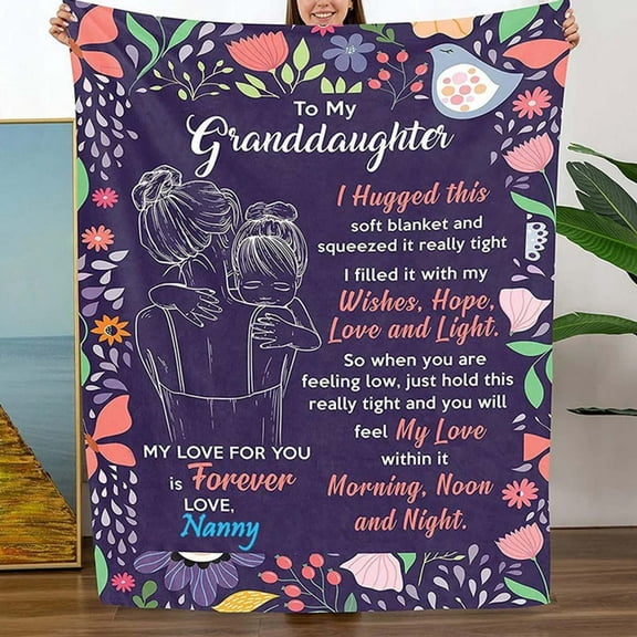 Kehuo Granddaughter Blanket Throw "To My Granddaughter", 39" x 51", Warm Flannel Blanket - Granddaughter Gifts from Grandma, Granddaughter Blanket, Grandaughter Gifts, Christmas Blanket