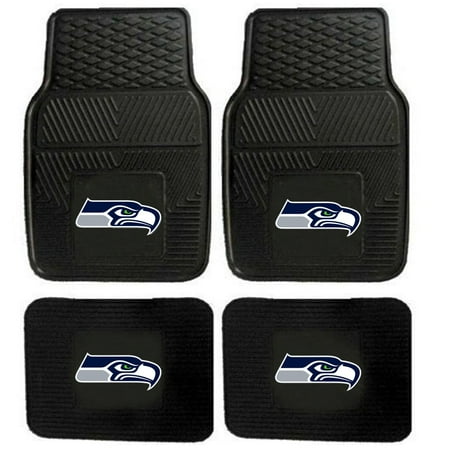 Front and Rear Floor Mats - Vinyl - Car Truck SUV - NFL - Seattle Seahawks