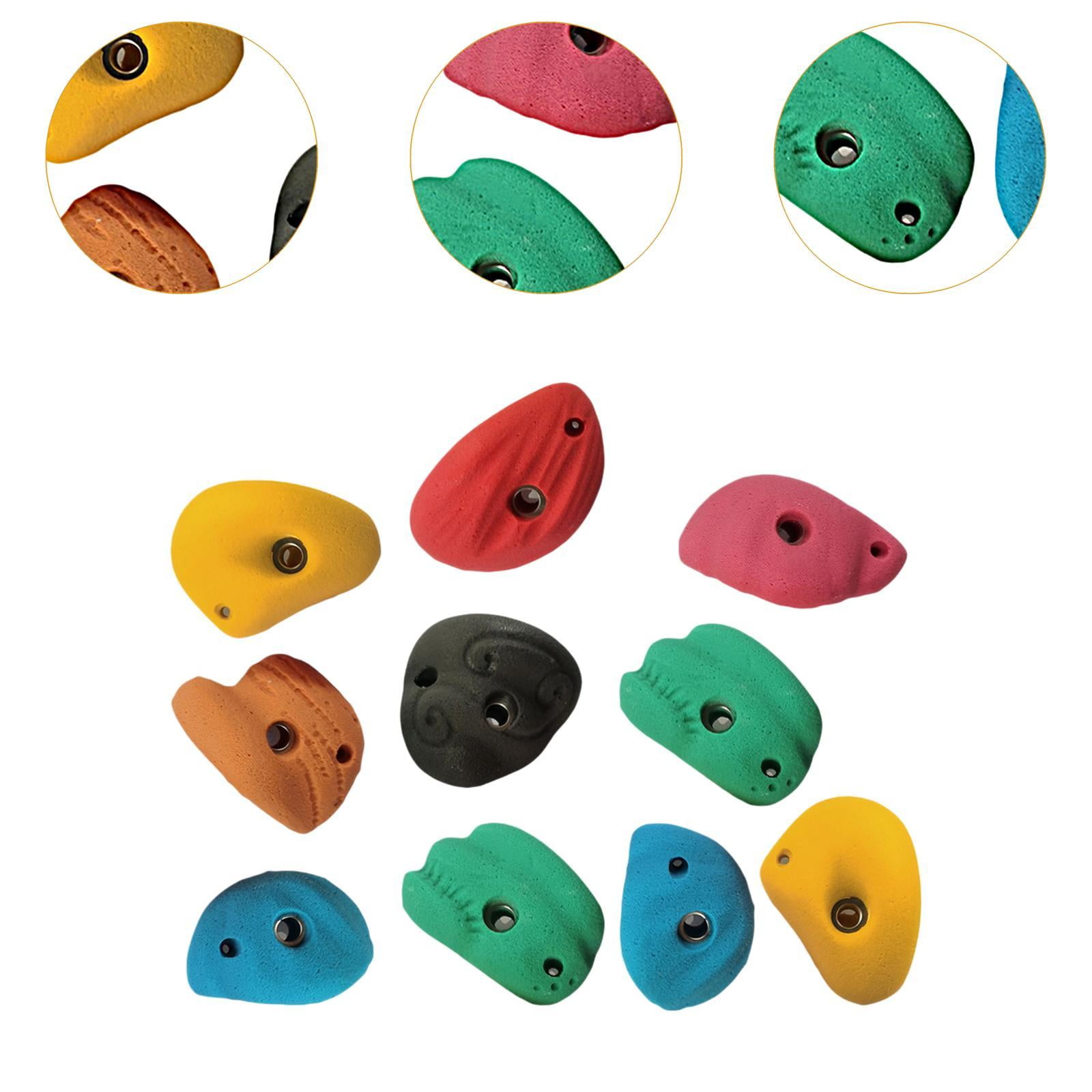 Colaxi 10Pcs Rock Climbing Holds Rock Wall Climbing Kit Practical Beginners Training Rock Wall Grips for Outdoor Climbing Tree House withoutBackNailScrew