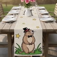 thumbnail image 4 of Groundhog Day Table Runner 72 Inches, Rustic Spring Botanical Star Yellow Bed Runner Dresser Scarves Tabletop for Indoor Outdoor Parties/Ceremony/Banquet, 16" x 72", 4 of 8