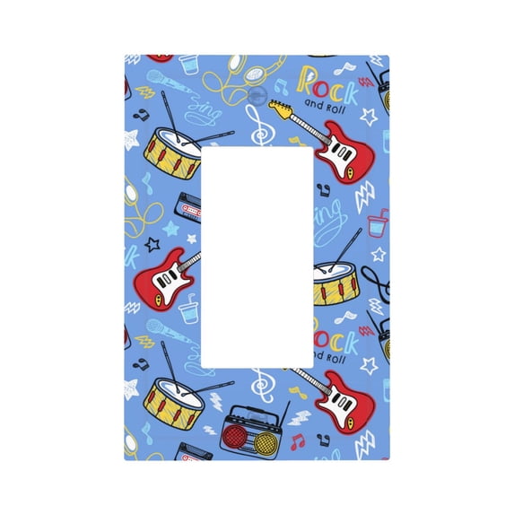 DouZhe 1-Gang Decorator/Rocker Wallplate, Cartoon Musical Instrument Sketch Decorative Wall Plates