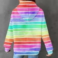 thumbnail image 3 of DDAPJ pyju Waffle Knit Hoodie for Women Rainbow Printed Hooded Sweatshirt Lightweight Drawstring Pullover Hoodies Loose Casual Textured Sweatshirts with Kangaroo Pocket Multicolor#3 M, 3 of 6