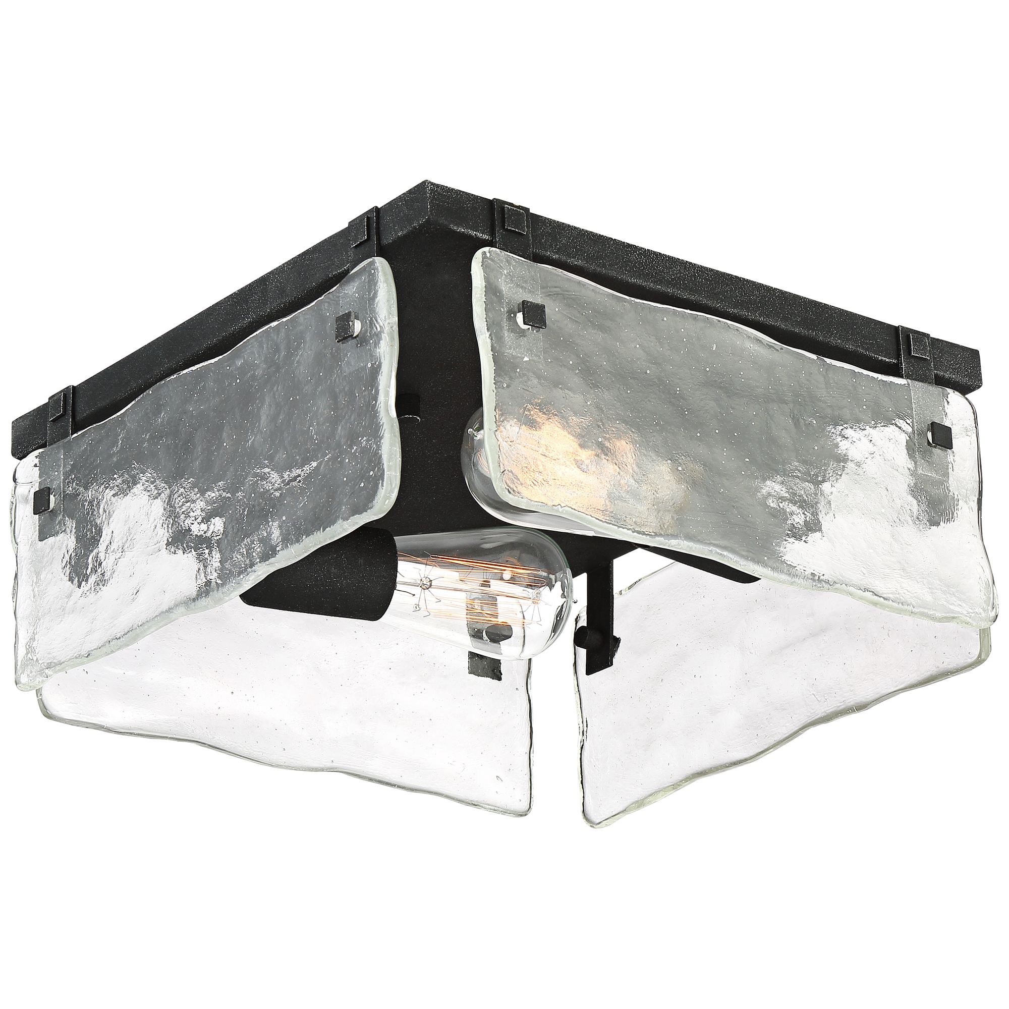360 Lighting Cassington Modern Farmhouse Ceiling Light Flush Mount Fixture 11 3/4" Wide Washed Black 2-Light Art Glass for Bedroom Kitchen Living Room