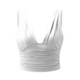 thumbnail image 3 of MESSUEN Tank Top for Women Corset Tops for Women Going Out V-neck Crop Casual Solid V-neck Fold Vest Splice Fit Tank Short Tops Women's Tops Casual Summer Tops for Women White L, 3 of 9