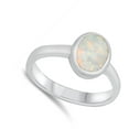 thumbnail image 4 of CHOOSE YOUR COLOR Traditional Ring White Simulated Opal .925 Sterling Silver Band CZ Female Size 5, 4 of 4
