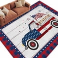 thumbnail image 2 of Independence American Flag Truck with Wooden Stripes Area Rug 5x8 FT,Non Slip Bedroom Throw Carpet,Blue Red Checker Buffalo Washable Soft Floor Carpet Rug for Living Room Nursery Dorm Office, 2 of 9