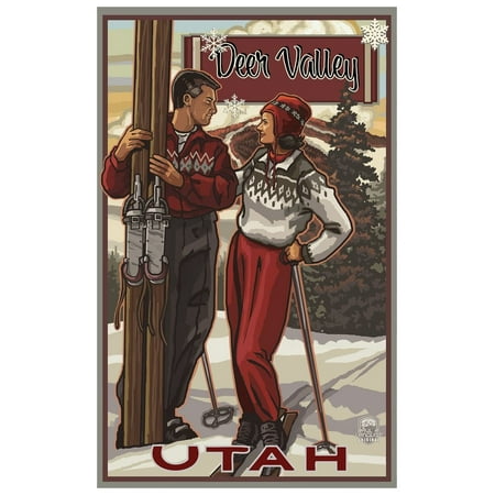 Classic Skiers Deer Valley Utah Travel Art Print Poster by Paul A. Lanquist (12