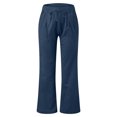 thumbnail image 4 of felwors Women's Linen Cotton Flare Pants – Wide Leg Drawstring Waist Lounge Pants, Breathable Summer Bottoms for Casual Wear, Beach, Travel, and Everyday Comfort (Blue, S), 4 of 5