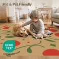 thumbnail image 4 of ODIKA 2'x3' Beige Abstract Shapes With Flowing Washable Accent Rug Green Vines Motif Ornamental Balanced Border Layout Pet Friendly, Bedside Mat for Bedroom, Nursery, RV, 4 of 7