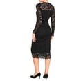 thumbnail image 3 of INSPIRE CHIC Women's Dress V Neck Floral Lace Sheer Long Sleeve Midi Cocktail Dress S Black, 3 of 5