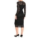 thumbnail image 3 of VESTIDO MIDI DE ENCAJE FLORAL CON MANGAS LARGAS TRANSPARENTES Y ESCOTE EN V DE INSPIRE CHIC L NEGRO, 3 of 5