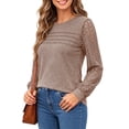thumbnail image 4 of UVN Blouses for Women Dressy Lace Pleated Tunic Tops Casual Long Sleeve Fall Shirts, 4 of 9