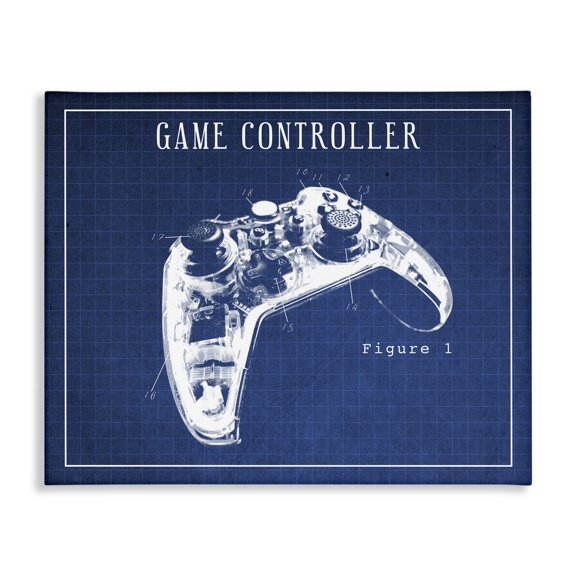 Stupell Industries Modern Video Game Controller Blueprint Canvas Art, 20 x 16, by Lil' Rue