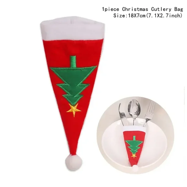 New Christmas Tableware Holder Gnome Silverware Holder Cutlery Knife Fork Spoon Pouch Bag for Xmas Party Dinnerware Table Decor