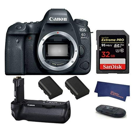 Canon EOS 6D Mark II DSLR Camera (Body Only) (USA Warranty) + Canon BG-E20 Battery Grip + 2 Spare Batteries + 32GB Extreme PRO Memory