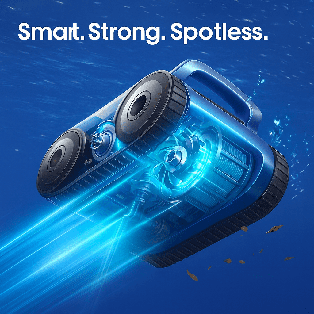 Upgrade Cordless Robotic Pool Cleaner – Wireless Battery Pool Cleaner with Sonar Navigation, Auto-Path Planning, Wall & Waterline Climbing, Tangle-Free Design for In-Ground / Above-Ground Pools