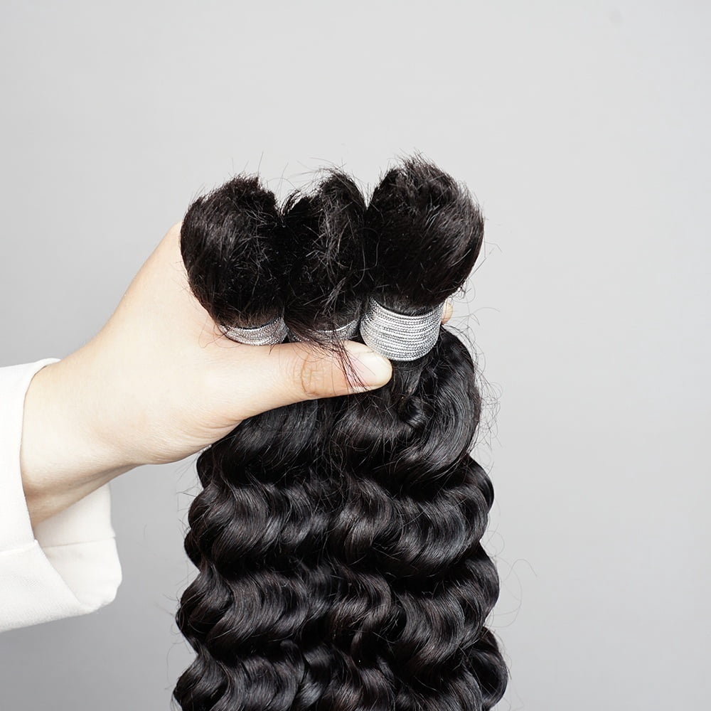 Human Hair Bulk for Braiding 100g/Pack Deep Wave Indian Remy Boho Braids Hair Bulk Extension