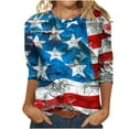thumbnail image 2 of LYXSSBYX 4th of July Outfits for Women Women's Fashion Printed T-Shirt 3/4 Sleeves Blouse Round Neck Casual Tops, 2 of 5