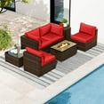 thumbnail image 4 of Costway 7 Pieces Outdoor Furniture Set with 32" Fire Pit Table and Propane Tank Cover Red, 4 of 10