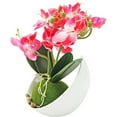 thumbnail image 4 of Artificial Pink Phalaenopsis Orchid Flower Arrangement in Sallow white Vase. Made with Lifelike silk and real looking Plastic Stems. Makes a great Decoration for Home, Office, or Wedding. (2 Pack), 4 of 4