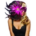 thumbnail image 1 of Feather Costume Mask, Pink, 1 of 1