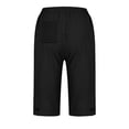thumbnail image 5 of HKYNLAG Bermuda Shorts For Women Linen Shorts Knee Length Elastic Waist Long Shorts Casual Summer Shorts Petite Capri Pants Dressy Beach Comfy Pull On Shorts With Pockets Black S, 5 of 5