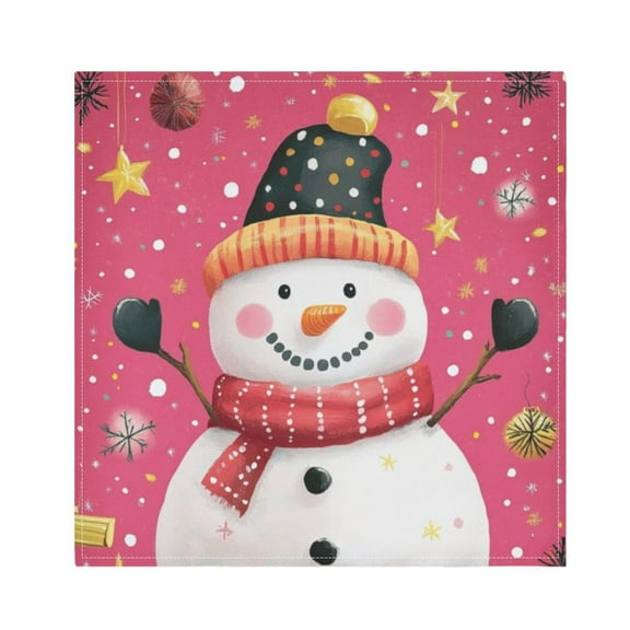 Napkin Satin Napkin 20*20Inchx1 Kitchen Towel Dinner Plate Towel Decorative Towel Napkin Tea Towel Suitable For Kitchen Table Pink Christmas Snowman