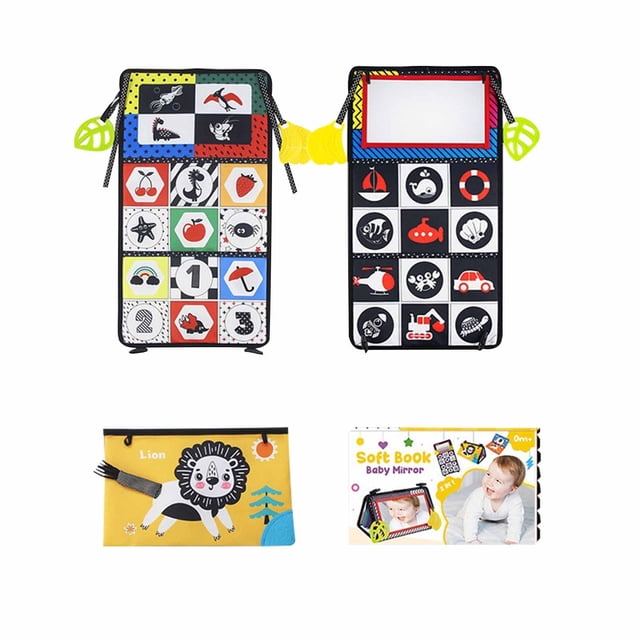 WLOELOEW Multicolor Mirror Cloth Book | Folding Book | Baby Toy Baby | 0-2 Years Old Early Education Cognition | Ringing Paper Book