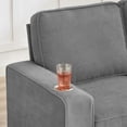 thumbnail image 3 of Noble House 83.86" Snowfleece 3-Seater Sofa, Compressed Modern Couch with Cup Holders, Soft & Durable Design, Gray, 3 of 12