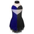 thumbnail image 2 of IEFIEL Girls Sequins Contrast Color Backless Figure Skating Dance Dress Shiny Rhinestones Sleeveless Dancewear Blue 14, 2 of 5