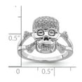 thumbnail image 4 of Sterling Silver Rhodium-plated & CZ Skull Ring, 4 of 6