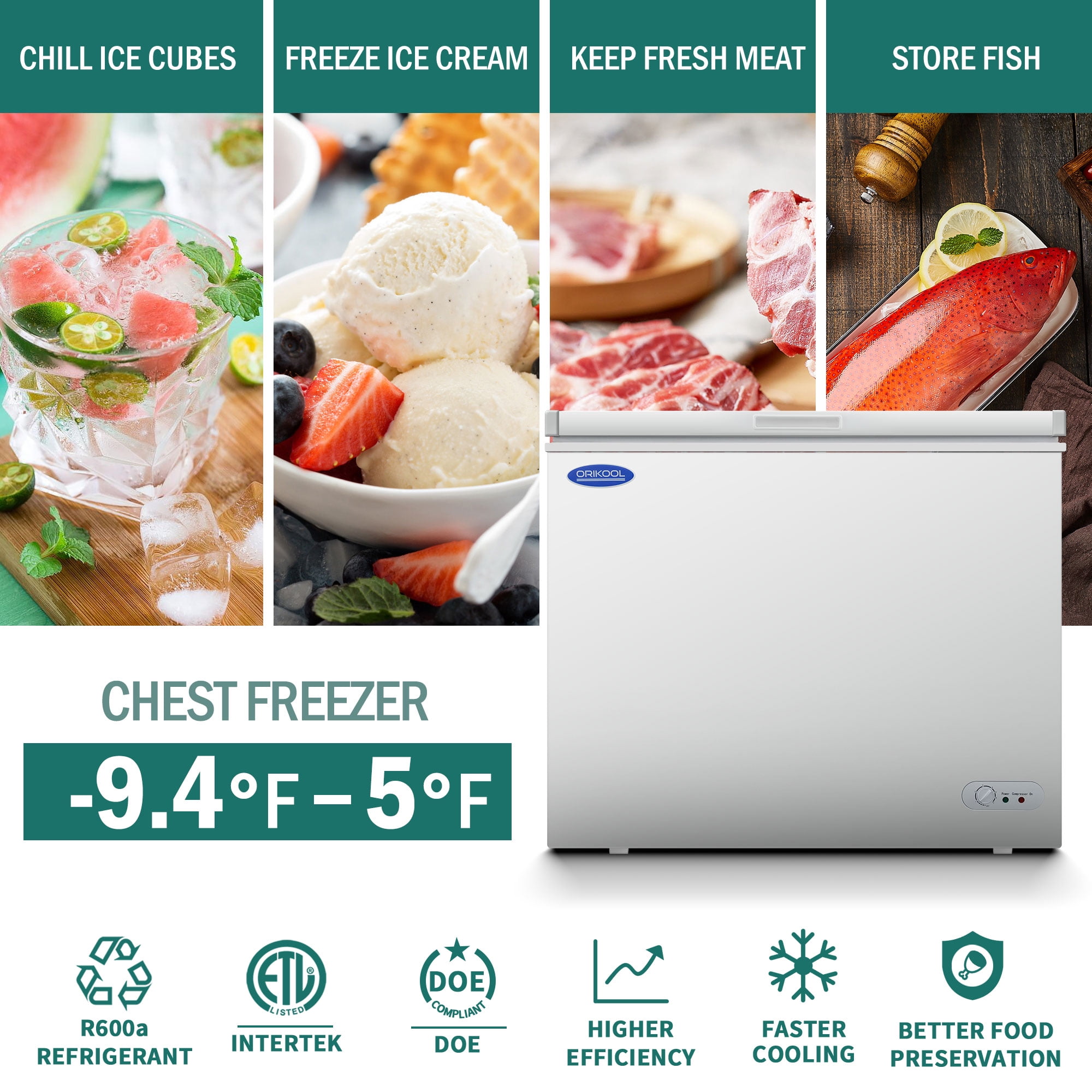 Chest Freezer 7.0 Cu.ft Solid Top Commercial Deep Chest Freezers With Lockable Stay-Open Lid Painted Manual Defrost Deep Freeze For Back-of-House Bulk Storage