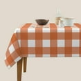 thumbnail image 3 of Autumn Fall Tablecloth 60x60 Inch Square Thanksgiving Orange Buffalo Plaids Table Cloth Table Cover Polyester Washable Wrinkle Resistant for Kitchen Dining Holiday Party Dining, 3 of 5