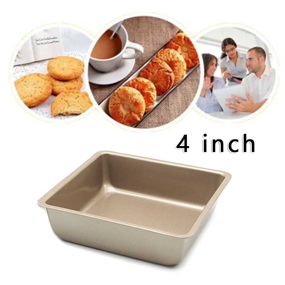 BESHOM Mini Square Cake Pan 4 inch Bread Baking Dish Mould Non-Stick