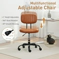 thumbnail image 5 of Small Home Office Desk Chair with Wheels, Armless Comfy Vanity Chair Swivel Computer Task Chair No Arms, Modern Height Adjustable Low Back Rolling Chair for Small Space (PU Leather Brown), 5 of 9