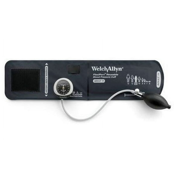 Welch Allyn Aneroid Sphygmomanometer Unit DuraShock 1-Tube Pocket Aneroid Adult Size 11 Cuff- DS45-11