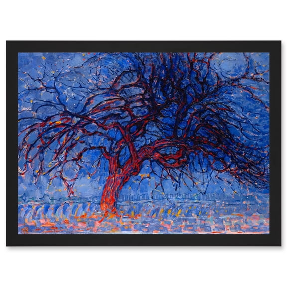 Piet Mondrian 1908 Evening Red Tree Painting Artwork Framed Wall Art Print A4