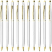Cambond Ballpoint Pens White Pens - Black Ink Bulk Pens 1.0 mm Medium Point Retractable Metal Pen Comfortable Writing for Men Women Police Uniform Office Business, 10 Pack (White)