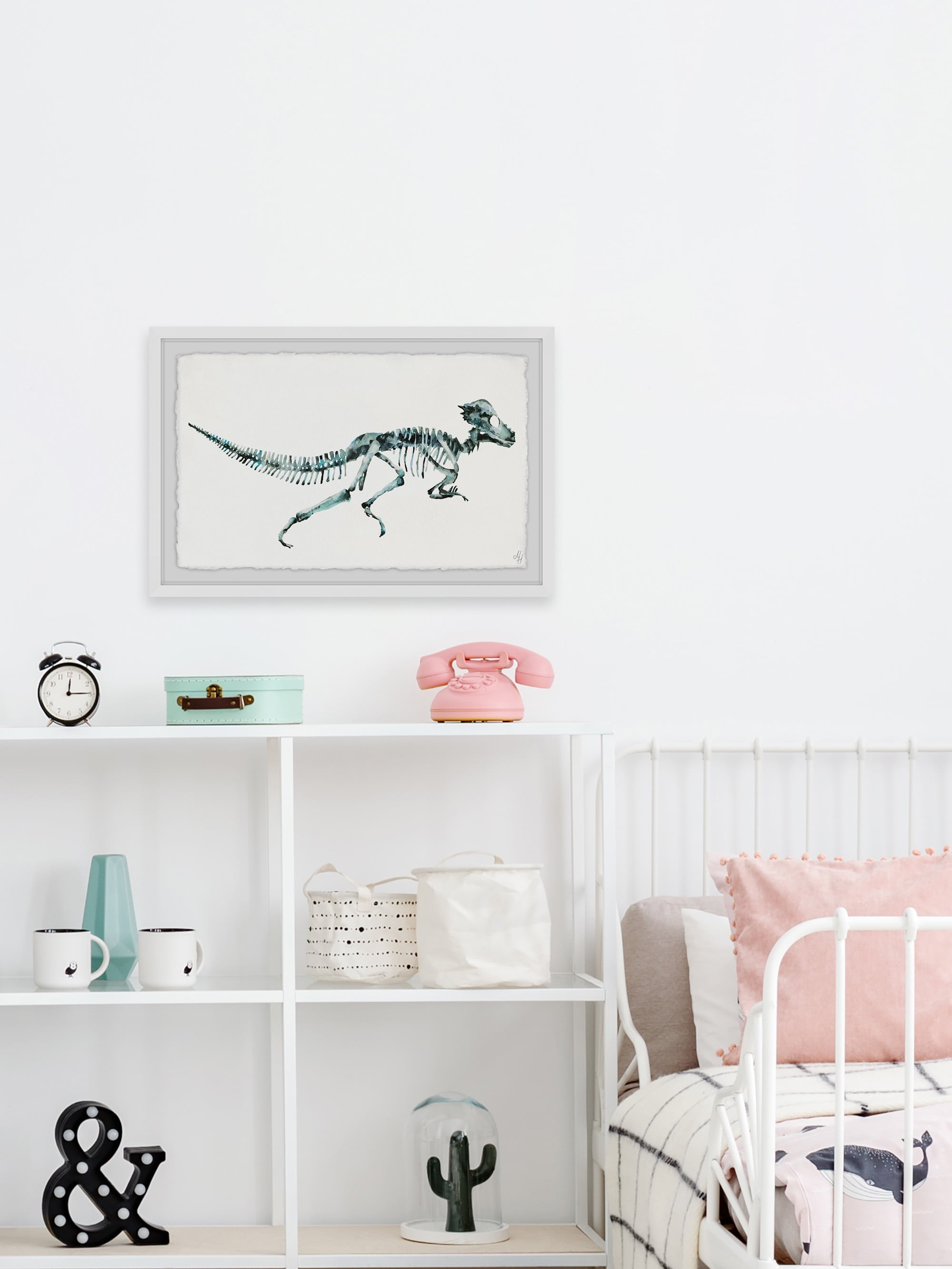 Marmont Hill Running T-Re x Skeleton Framed Wall Art, 30.00" x 1.50"