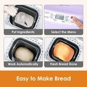 Kitchen in the Box 2lb Bread Maker with Auto Fruit Nut Dispenser, 12-in-1 Gluten-Free Bread Machine, 13H Delay Timer, Nonstick Pan, Keep Warm, Purple