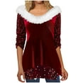 thumbnail image 2 of pimelu Pullover for Women Going out Tops for Women Night Party Club Fashion Sparkly Sequin Patchwork Tunic Tops Spring Plush Neck Long Sleeve Pullover Blouses, 2 of 6